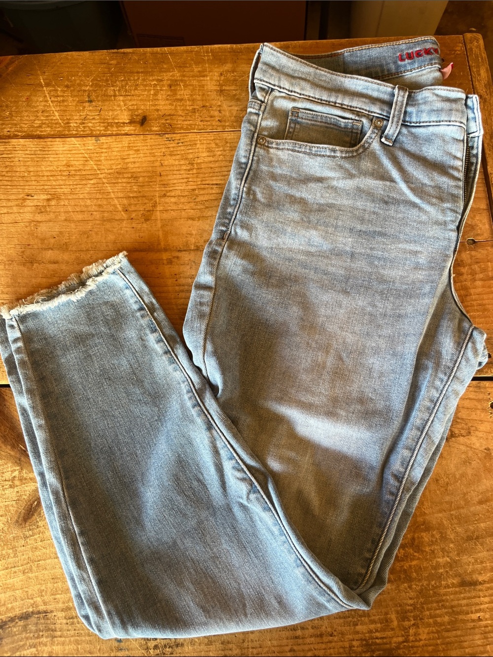 Lucky Brand Light Blue Women's Skinny Jeans with Frayed Hem